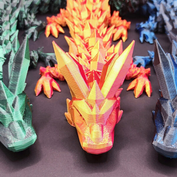 Kristalldrache XL 60 cm große flexible Holo Figur mit schimmerndem Farbverlauf